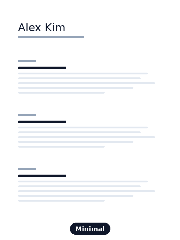minimal resume template preview