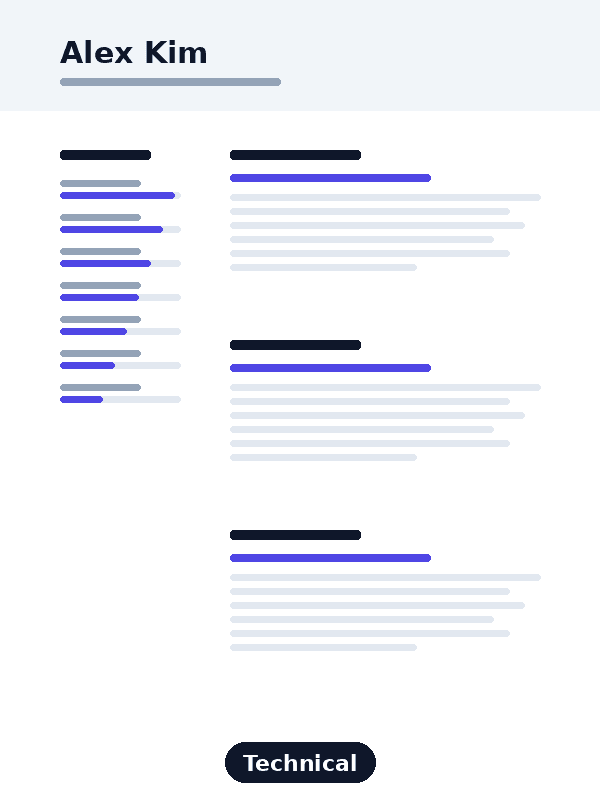 technical resume template preview